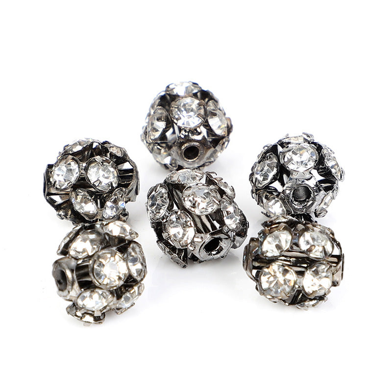Cuentas al por mayor 20pcs/paquete de metal de 6-8 mm de metal diamante bayberry bola de bola de taladro oly-bds-ht002